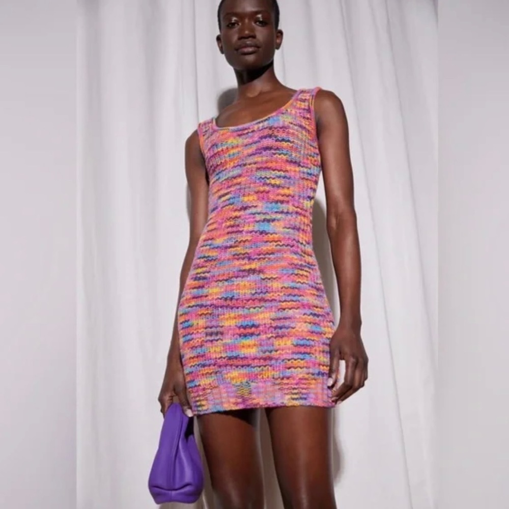 STAUD Multicolor Knit Mini Dress